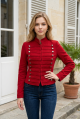 KADIN KIRMIZI ASKERİ BANDO STİL ASTARSIZ GABARDİN KISA MONT CEKET YY101427