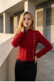 KADIN KIRMIZI ASKERİ BANDO STİL ASTARSIZ GABARDİN KISA MONT CEKET YY101427