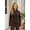KADIN KAHVERENGİ ASKERİ BANDO STİL ASTARSIZ GABARDİN KISA MONT CEKET YY101427