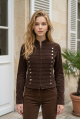 KADIN KAHVERENGİ ASKERİ BANDO STİL ASTARSIZ GABARDİN KISA MONT CEKET YY101427
