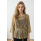 KADIN GOLD SİMLİ İPLİK ÖRME AJURLU BEL BAĞCIK DETAYLI TRİKO BLUZ YY101434
