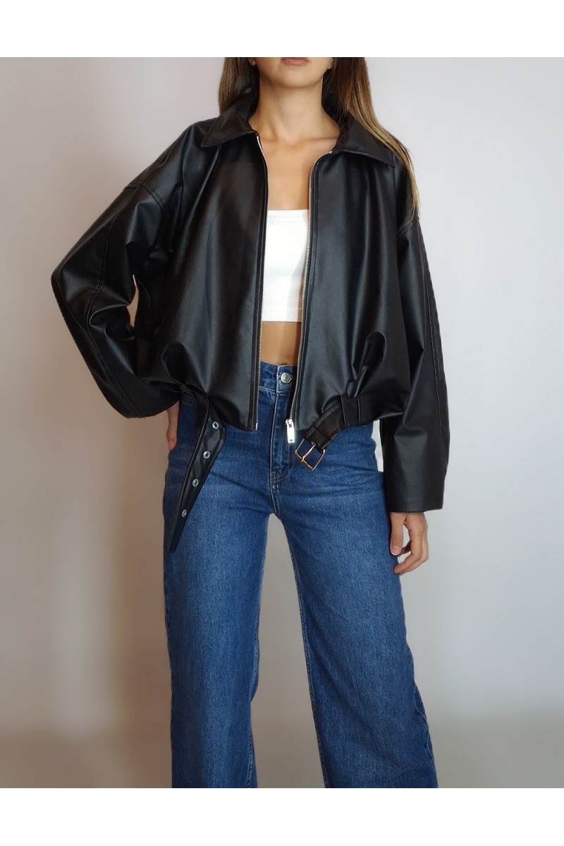 KADIN SİYAH BALON MODEL KISA DERİ MONT YY101284