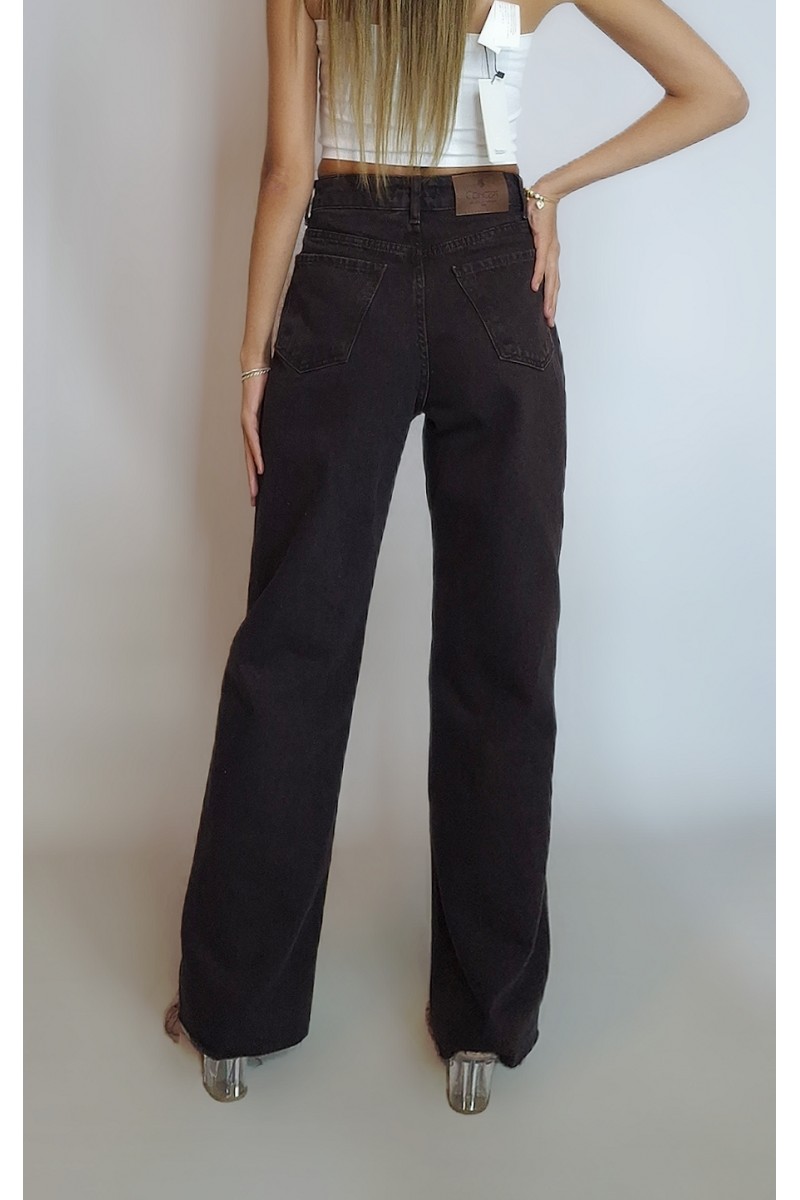 KADIN ACI KAHVE LİKRASIZ PALAZZO JEAN PANTOLON YY101291