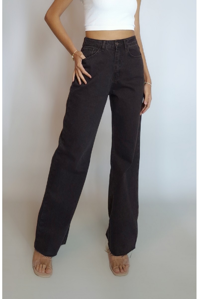 KADIN ACI KAHVE LİKRASIZ PALAZZO JEAN PANTOLON YY101291