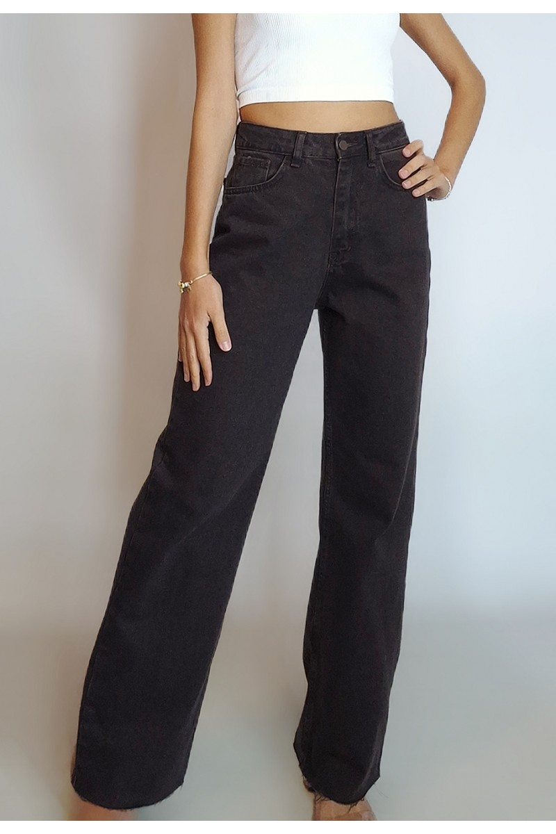 KADIN ACI KAHVE LİKRASIZ PALAZZO JEAN PANTOLON YY101291