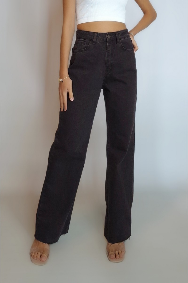 KADIN ACI KAHVE LİKRASIZ PALAZZO JEAN PANTOLON YY101291