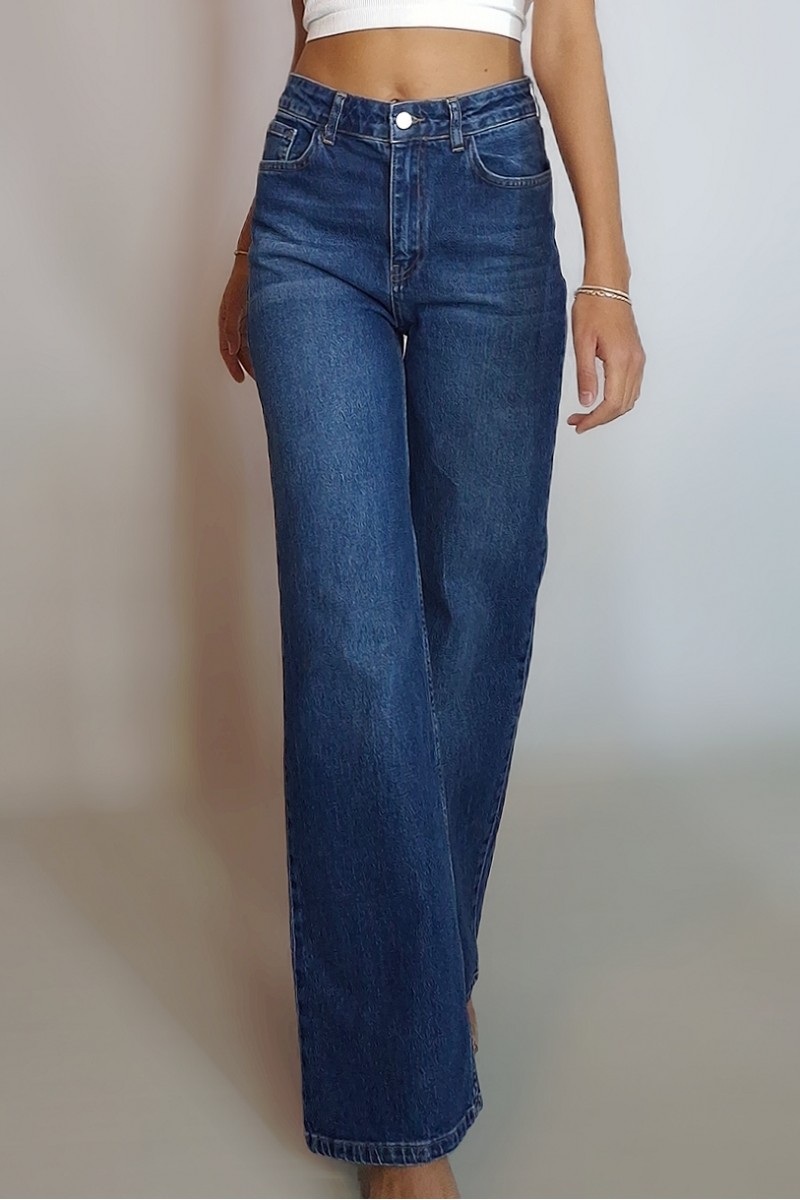 KADIN KOYU MAVİ LACİVERT HAFİF LİKRALI BORU PAÇA JEAN PANTOLON YY101292