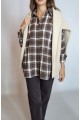 KADIN ACI KAHVE EKOSELİ PAMUK ÇITÇIT KAPAMALI ODUNCU GÖMLEK YY101293