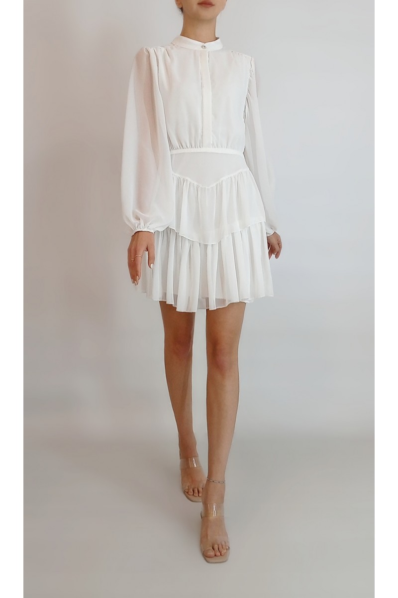 KADIN BEYAZ ŞİFON MİNİ MEZUNİYET NİKAH ELBİSESİ YY101114