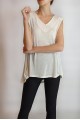 KADIN EKRU VATKALI SIFIR KOL TRİKO BLUZ YY101134