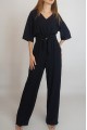 KADIN SİYAH ÖNDEN BAĞLAMALI V YAKA PANTOLONLU İKİLİ TAKIM YY101139