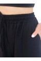 KADIN SİYAH AEROBİN HAFİF KUMAŞ CEPLİ ŞALVAR PANTOLON YY101143