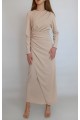 KADIN BEJ DRAPELİ ANVELOP MAXİ TESETTÜR ELBİSE YY101145 KADIN BEJ DRAPELİ ANVELOP MAXİ TESETTÜR ELBİSE YY101145