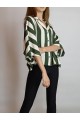 KADIN HAKİ EKRU BLOK ÇİZGİLİ OVERSIZE VİSKON GÖMLEK YY101149