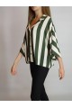 KADIN HAKİ EKRU BLOK ÇİZGİLİ OVERSIZE VİSKON GÖMLEK YY101149