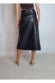 KADIN SİYAH SUNİ DERİ ANVELOP İNCE KEMER DETAYLI MİDİ DERİ ETEK YY101323