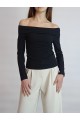 Kadın Siyah Madonna Carmen Yaka Kaşkorse Kumaş Bluz YY101094