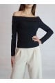 Kadın Siyah Madonna Carmen Yaka Kaşkorse Kumaş Bluz YY101094