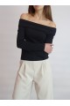 Kadın Siyah Madonna Carmen Yaka Kaşkorse Kumaş Bluz YY101094