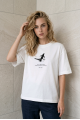 KADIN BEYAZ YALNIZ PENGUEN BASKILI TİŞÖRT T-SHIRT YY101400