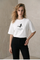 KADIN BEYAZ YALNIZ PENGUEN BASKILI TİŞÖRT T-SHIRT YY101400
