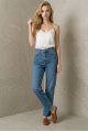 KADIN ORTA MAVİ STRAIGHT KALIP LİKRALI JEAN KOT PANTOLON YY101408