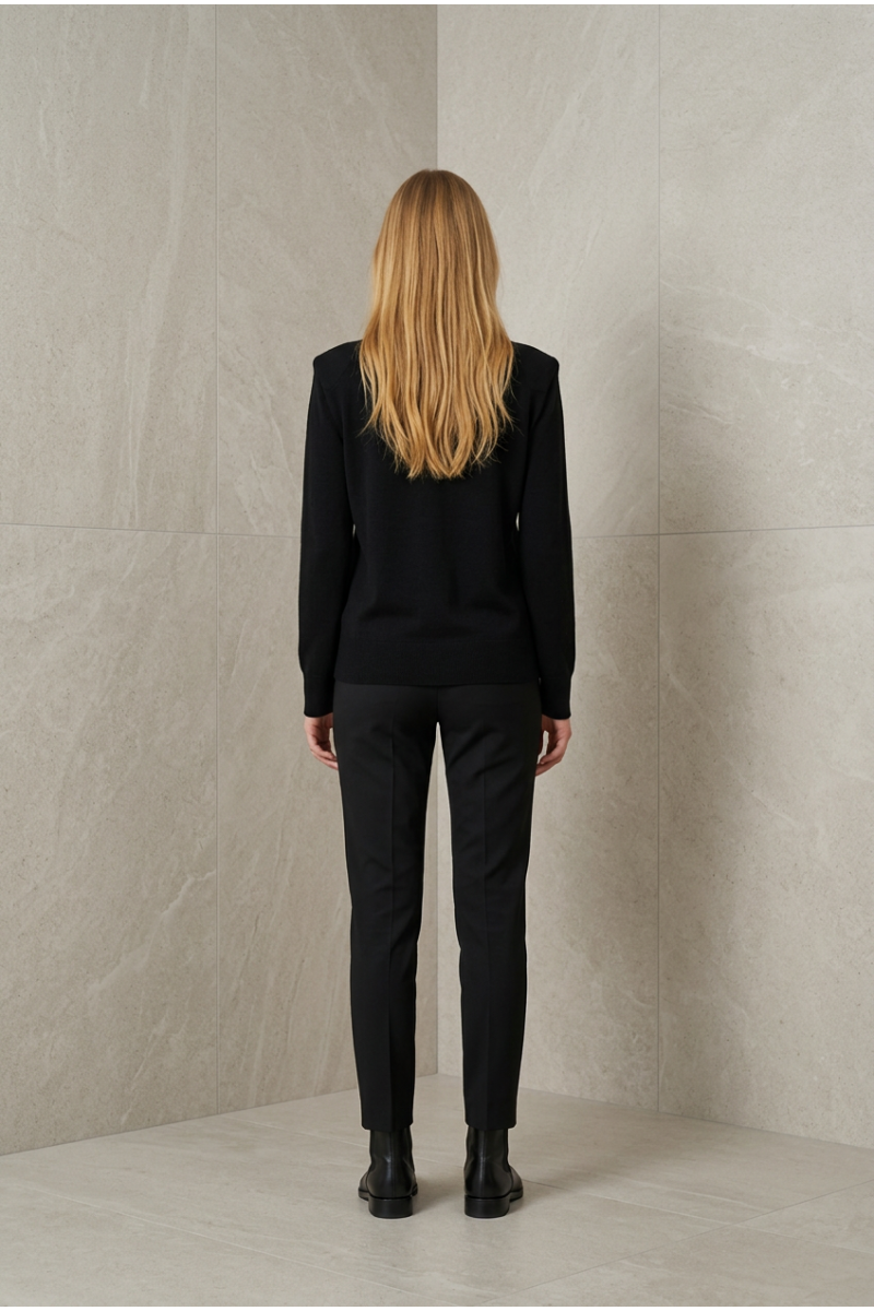 KADIN SİYAH BİSİKLET YAKA REGLAN KOL BASIC MERSERİZE TRİKO KAZAK YY101371
