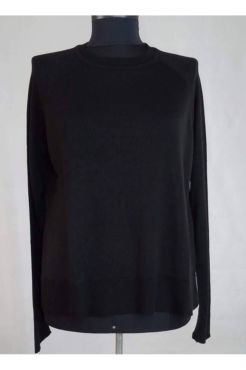 KADIN SİYAH BİSİKLET YAKA REGLAN KOL BASIC MERSERİZE TRİKO KAZAK YY101371