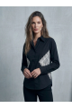 KADIN SİYAH BELİ BEYAZ DANTEL DETAYLI TASARIM GÖMLEK YY101409
