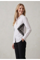 KADIN BEYAZ BELİ SİYAH DANTEL DETAYLI TASARIM GÖMLEK YY101409