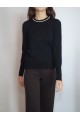 KADIN SİYAH YAKASI TAŞLI SIFIR YAKA TRİKO KAZAK YY101328
