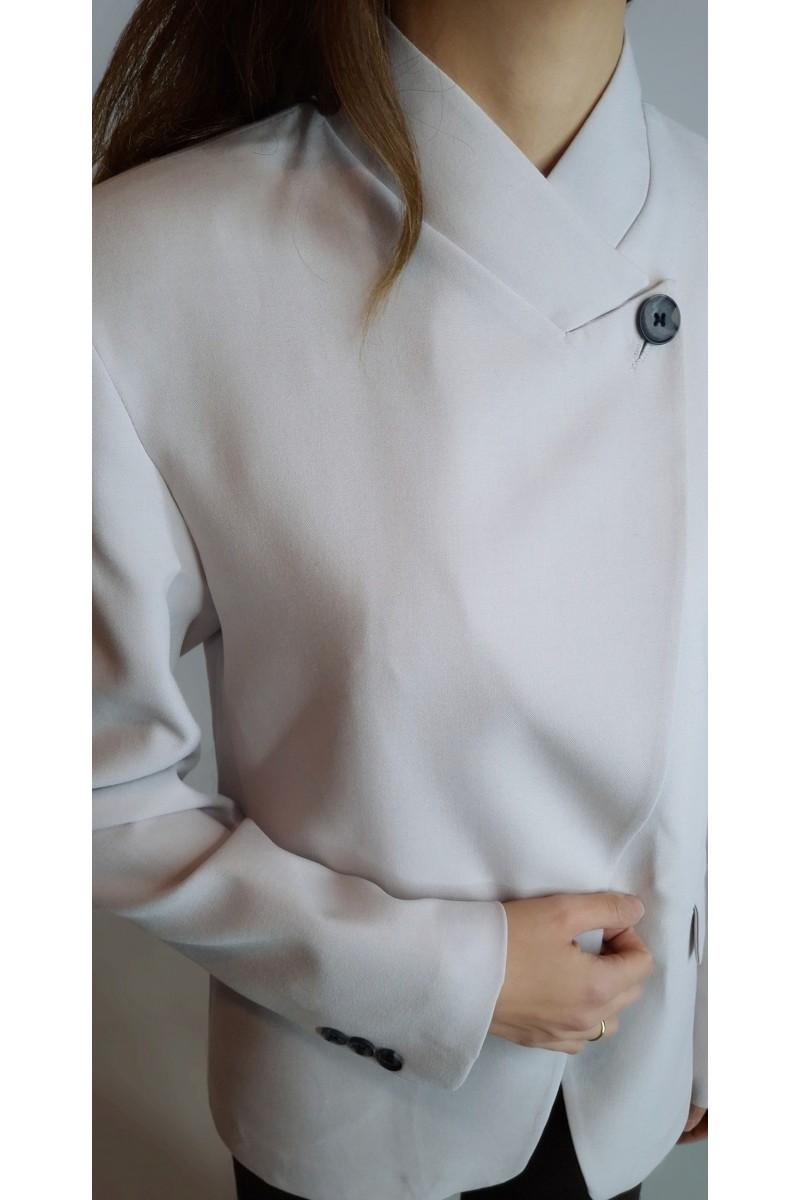 KADIN TAŞ RENGİ YAKADAN TEK DÜĞMELİ BLAZER TASARIM CEKET YY101354