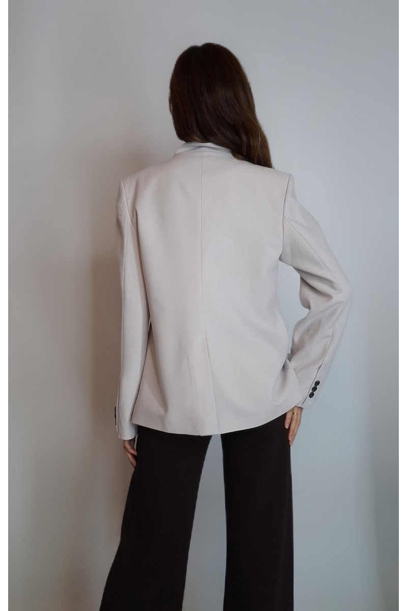 KADIN TAŞ RENGİ YAKADAN TEK DÜĞMELİ BLAZER TASARIM CEKET YY101354