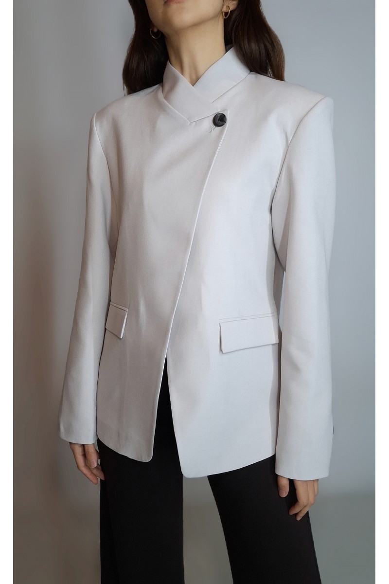 KADIN TAŞ RENGİ YAKADAN TEK DÜĞMELİ BLAZER TASARIM CEKET YY101354