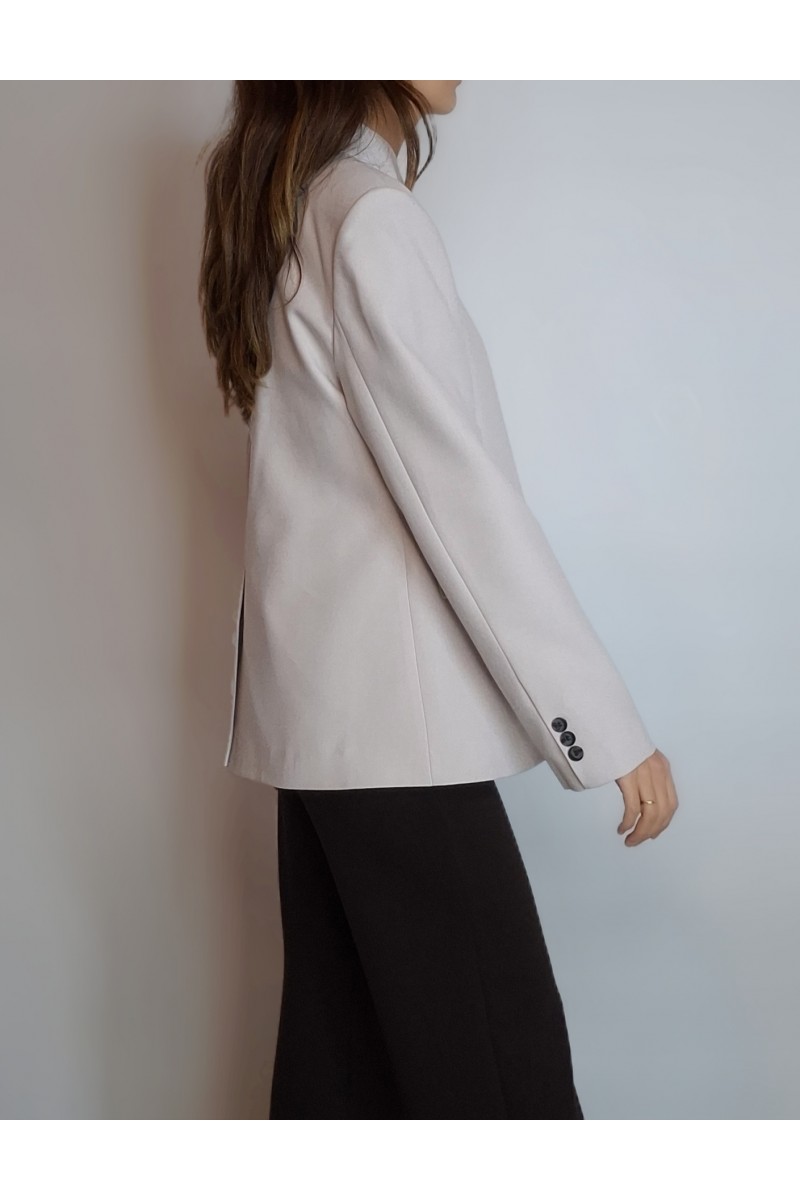 KADIN TAŞ RENGİ YAKADAN TEK DÜĞMELİ BLAZER TASARIM CEKET YY101354