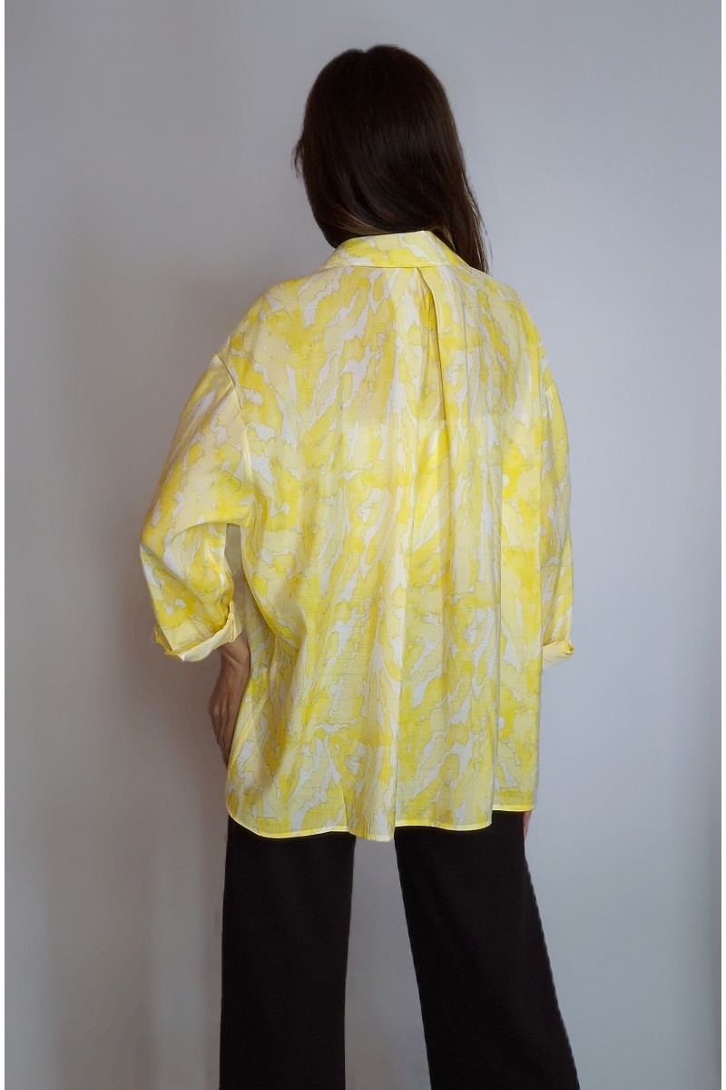 KADIN SARI KREM DESENLİ DÖKÜMLÜ GÖMLEK YY101364