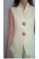 KADIN SARI DİK YAKA İRİ DÜĞMELİ YELEK PANTOLON TAKIM YY101243 KADIN SARI DİK YAKA İRİ DÜĞMELİ YELEK PANTOLON TAKIM YY101243