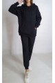 KADIN SİYAH İÇİ ŞARDONLU KAPÜŞONLU JOGGER EŞOFMAN TAKIMI YY101188