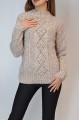KADIN VİZON YARIM BALIKÇI AJURLU ÖRGÜ DESENLİ TRİKO KAZAK YY101068