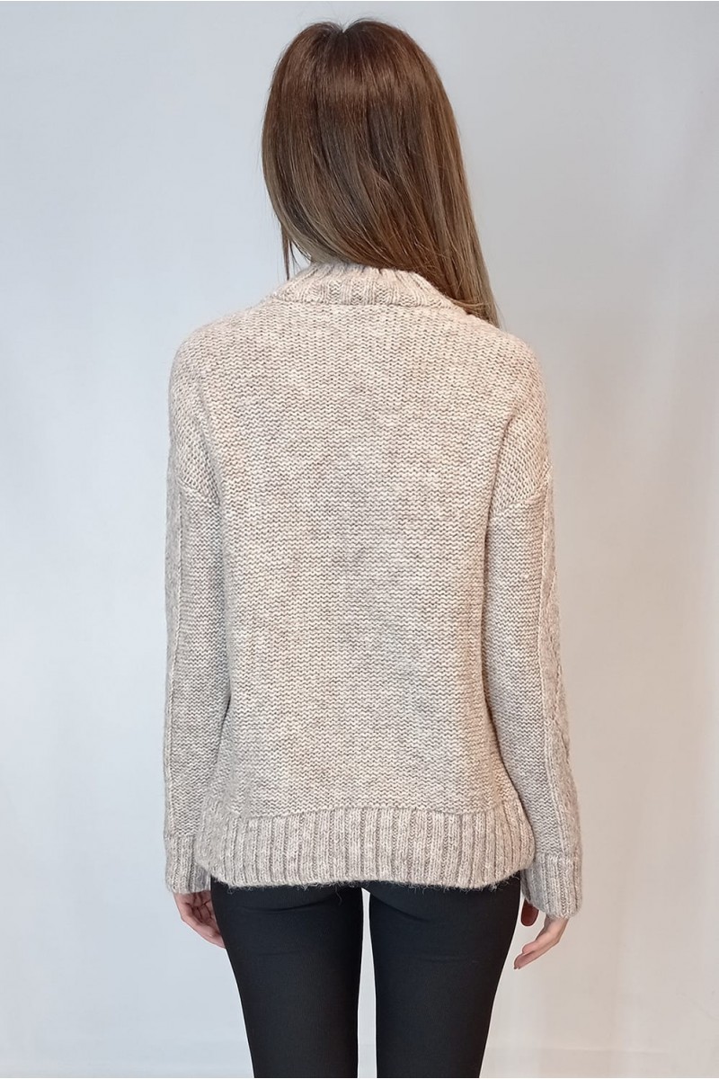 KADIN VİZON YARIM BALIKÇI AJURLU ÖRGÜ DESENLİ TRİKO KAZAK YY101068