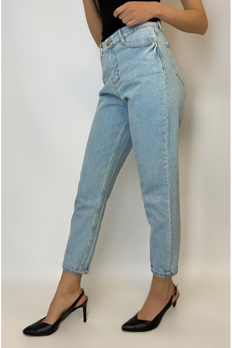 Kadın Buz Mavi Yüksek Bel Boyfriend Yeni Sezon Kot Pantolon YY100775