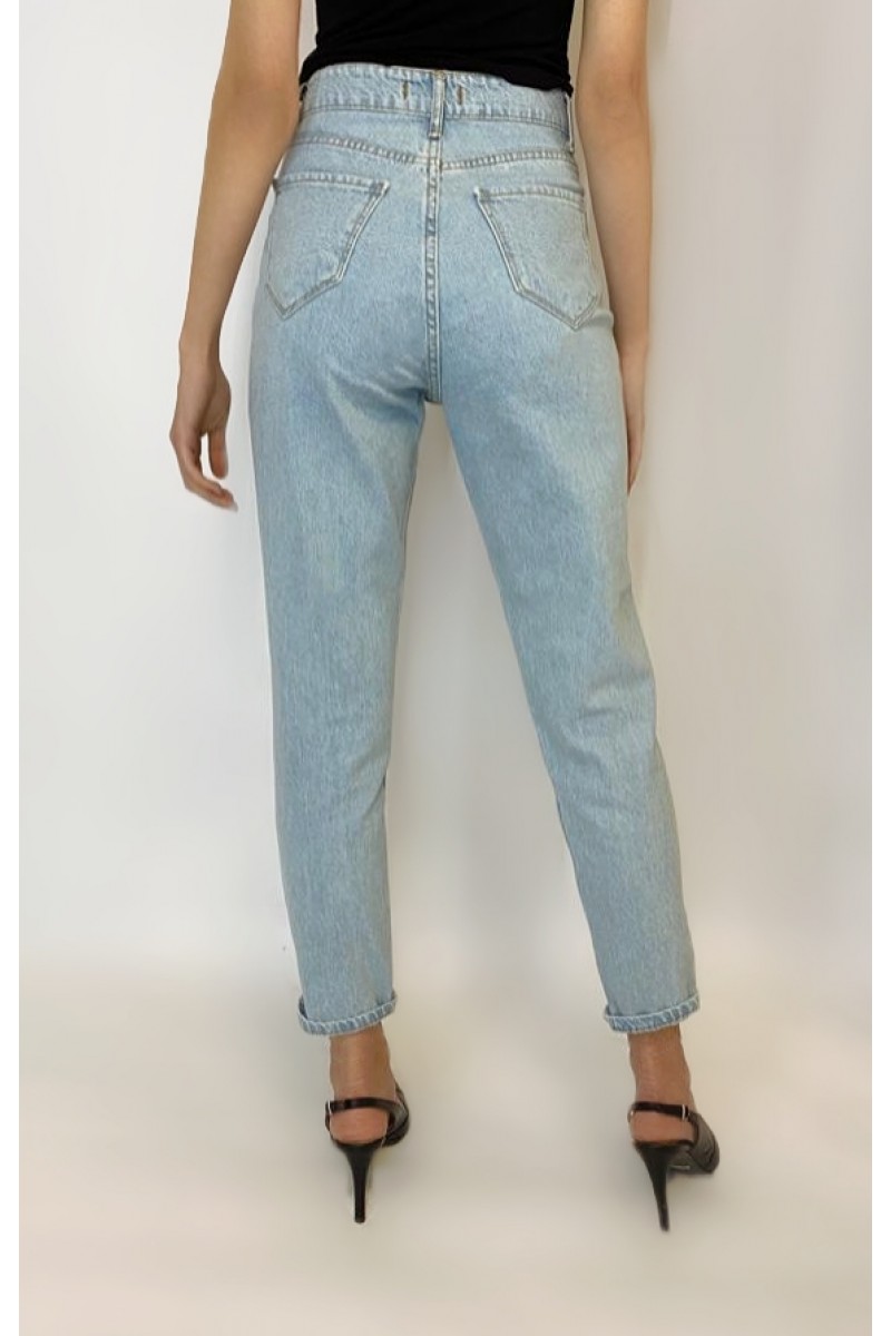 Kadın Buz Mavi Yüksek Bel Boyfriend Yeni Sezon Kot Pantolon YY100775