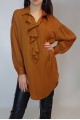Kadın Camel Volanlı Yaka Saten Bluz Tunik YY100964