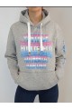 Kadın Gri Kapüşonlu Kabartma Baskılı Retro Sweatshirt YY100864