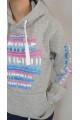 Kadın Gri Kapüşonlu Kabartma Baskılı Retro Sweatshirt YY100864