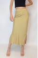 Kadın Hardal Saten Biye Detaylı Astarsız Etek YY100874