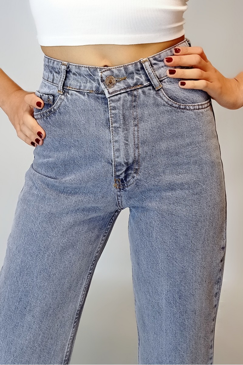 Kadın Mavi Bol Paça Kot Pantolon YY100920