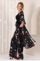 Kadın Siyah Çiçek Desenli Pantolonlu Kimono Takım YY101003
