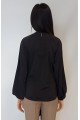 Kadın Siyah Önden Bağlamalı Raglan Kol Krep Bluz YY101000