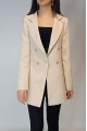 Kadın Bej Rengi Erkek Yaka Astarlı Blazer Ceket YY101012